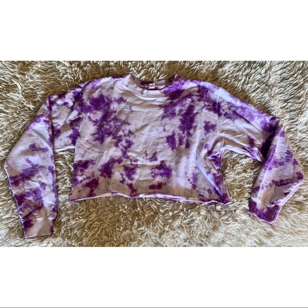 Hand Tie Dyed Cropped Crew Neck